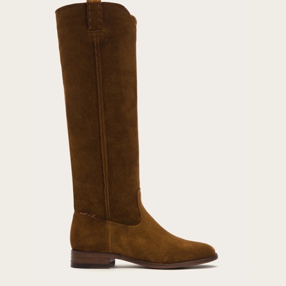 Frye Cara Suede Wood Brown Slouchy Tall Boots - Picture 7 of 8